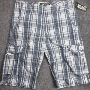 NEW Lee Dungaress Men's 38 Cargo Shorts Plaid 13" Inseam Chalk Drake